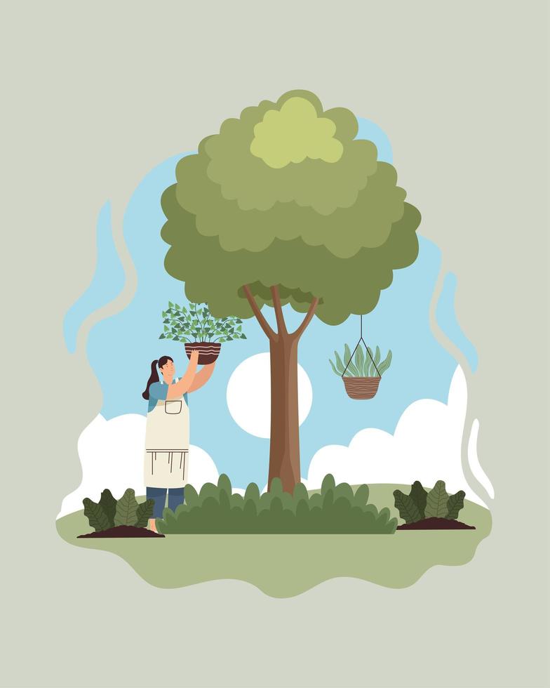 gardener girl working character vector