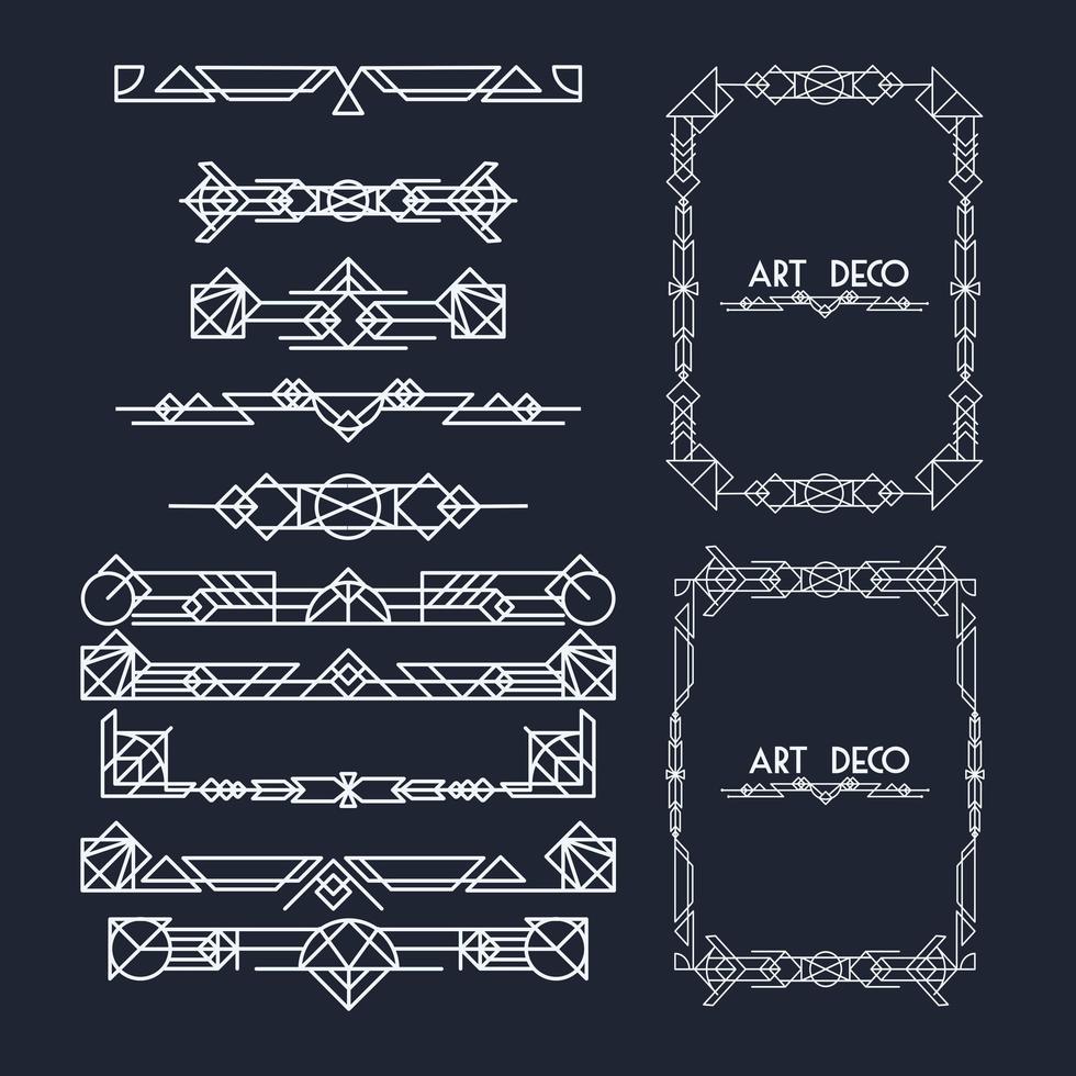 twelve art deco frames vector