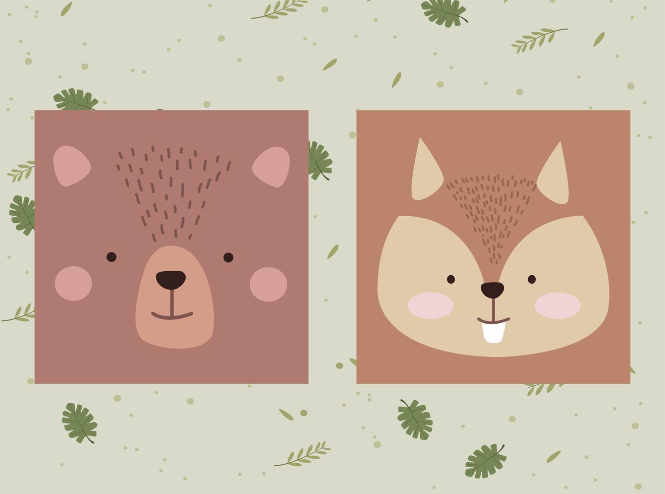 cute bear and chipmunk vector