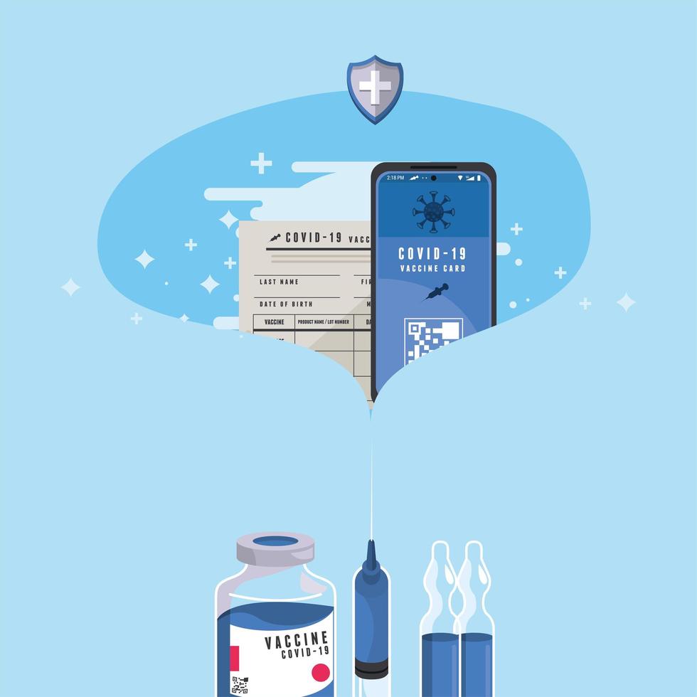covid19 vaccination with smartphone vector