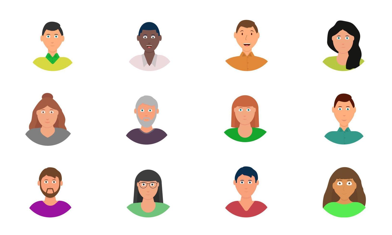 conjunto de avatares de personas. imágenes de diferentes hombres y mujeres. vector
