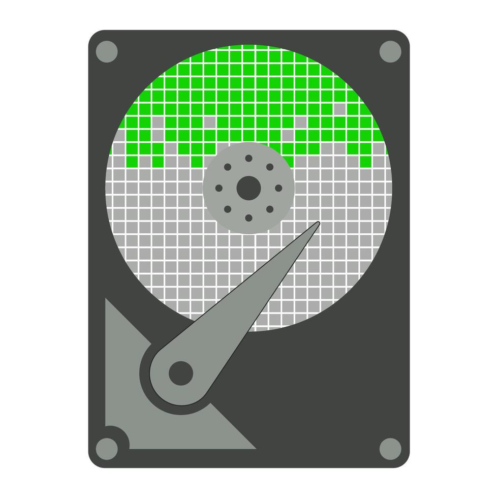 hard disk with an image of memory cells. Defragmentation clusters. vector