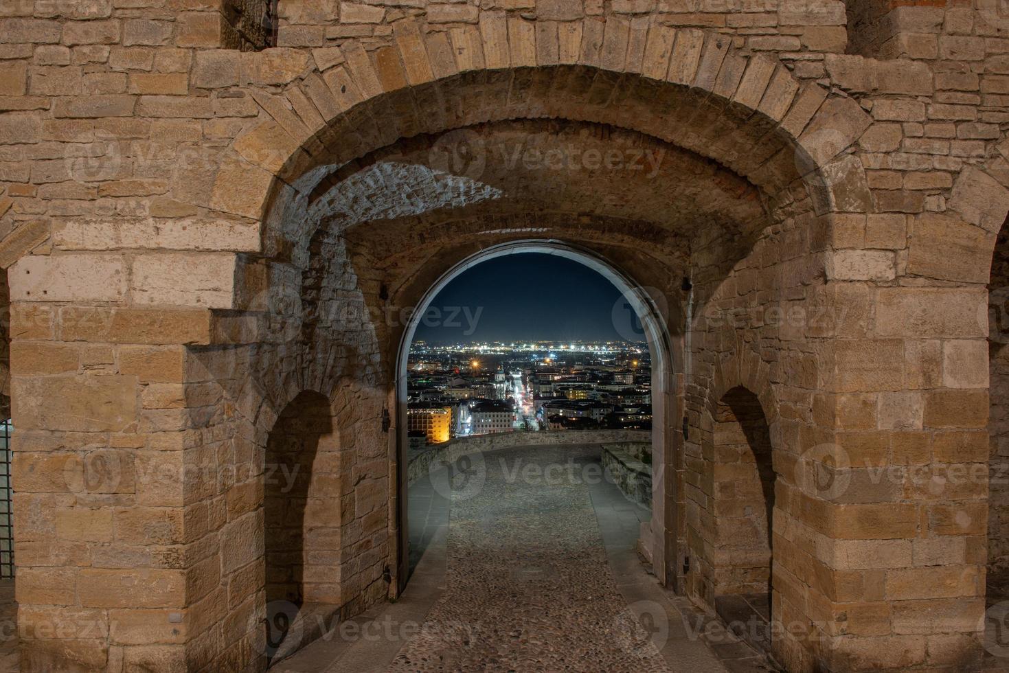 Entrance door to the upper town of Bergamo photo