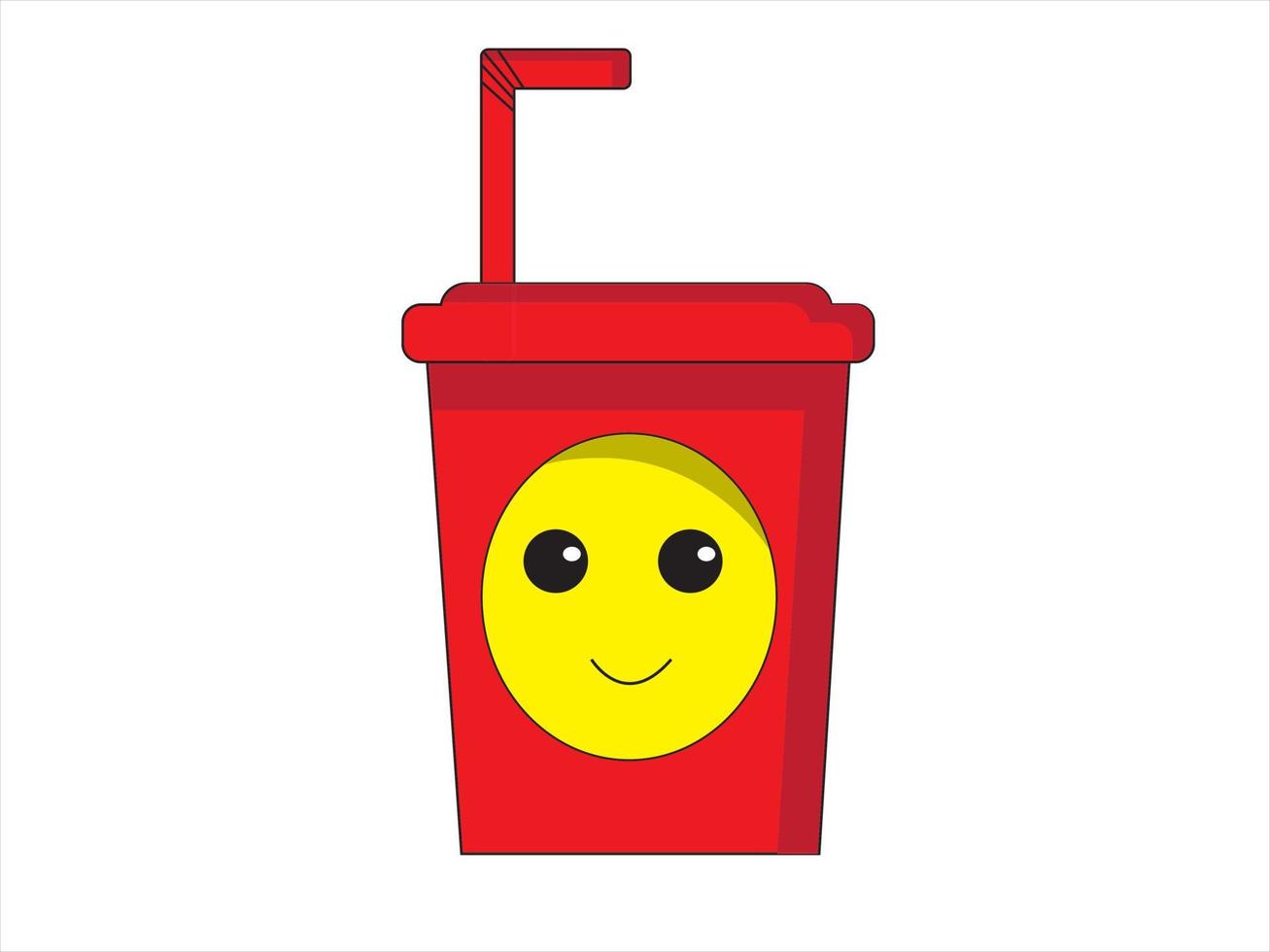 illustration vector graphic of red drink bottle with smiley emoticon, good for food and beverage products, etc