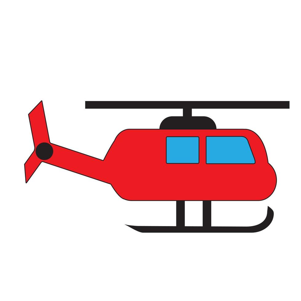 icono de vector de helicóptero rojo sobre fondo blanco