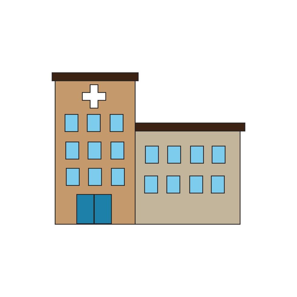 logotipo del vector del icono del edificio del hospital, marrón claro sobre fondo blanco