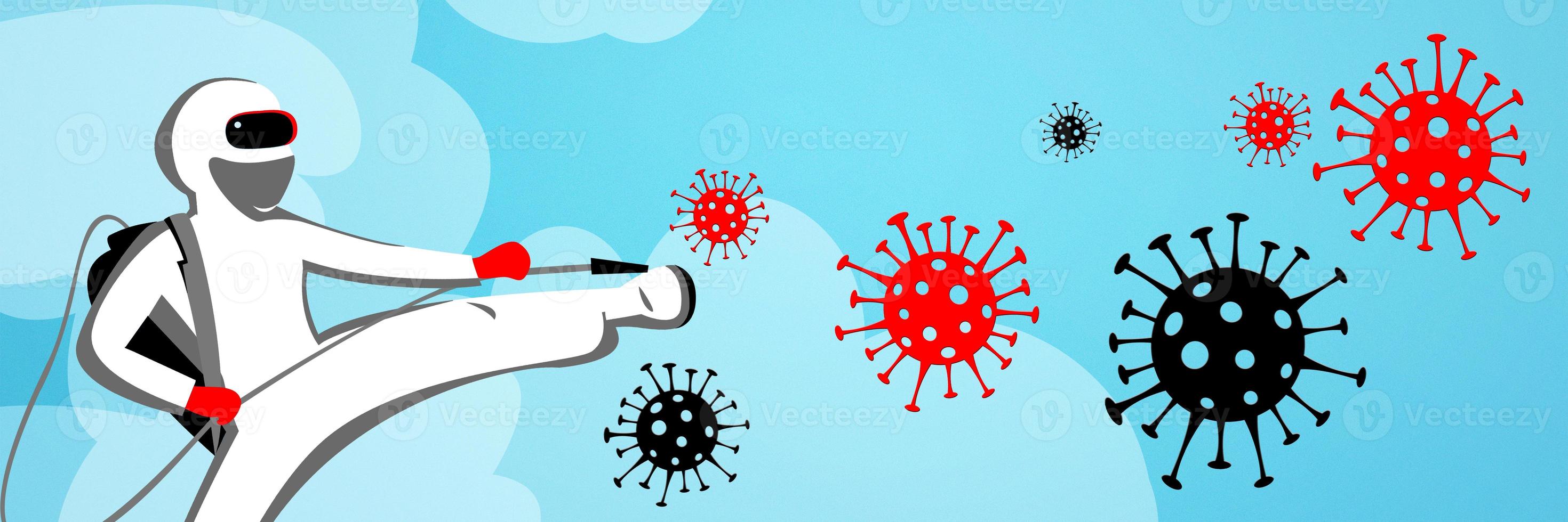 Doctor against new coronavirus infection. 3D illustration photo