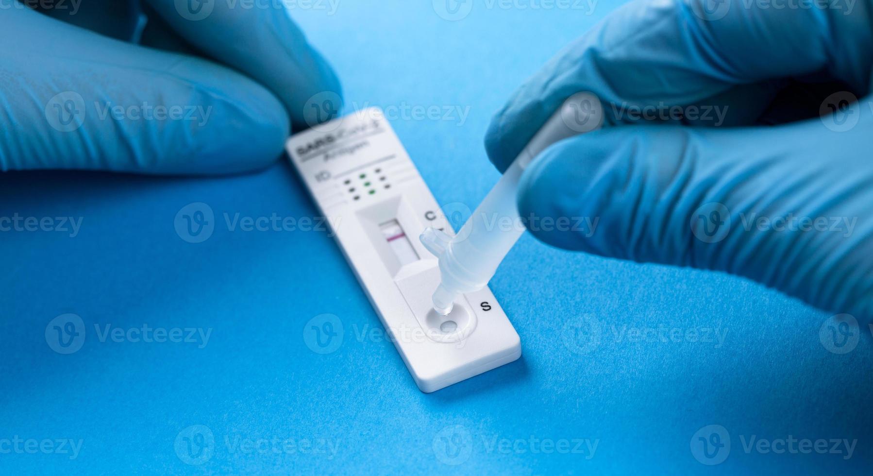 Negative test result by using rapid test device for COVID-19. photo