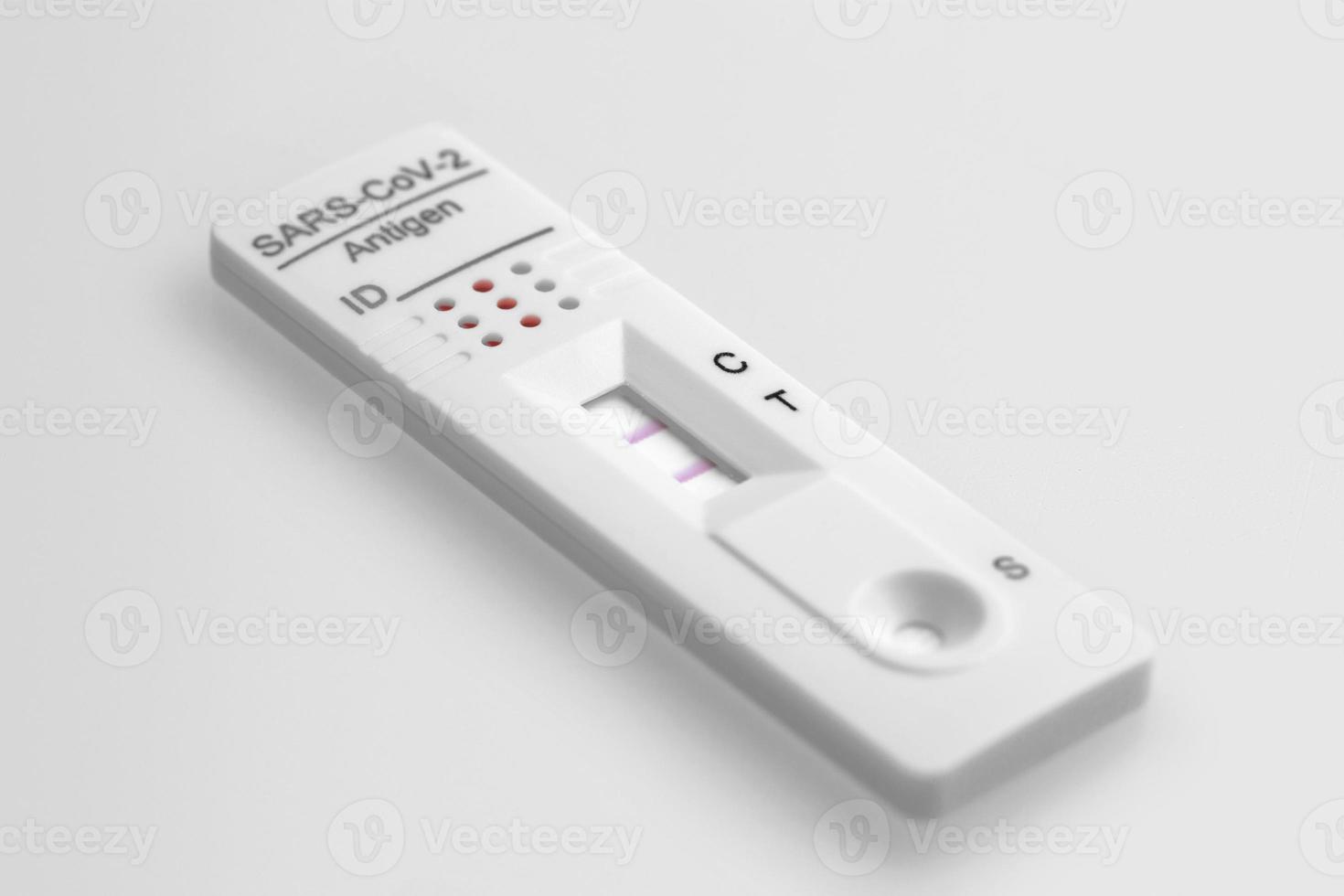 Positive test result by using rapid test device for COVID-19. photo