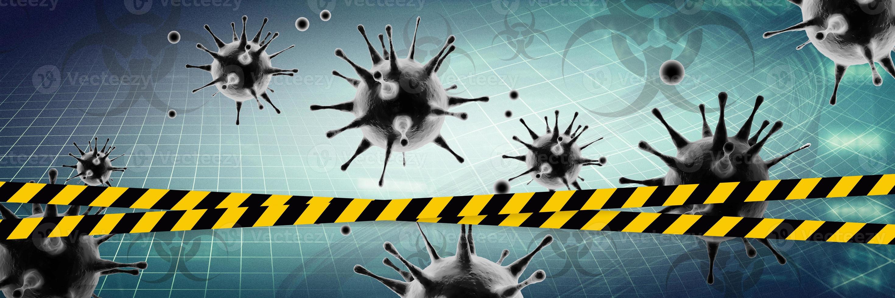 antecedentes del virus de la corona, concepto de riesgo de pandemia. ilustración 3d foto