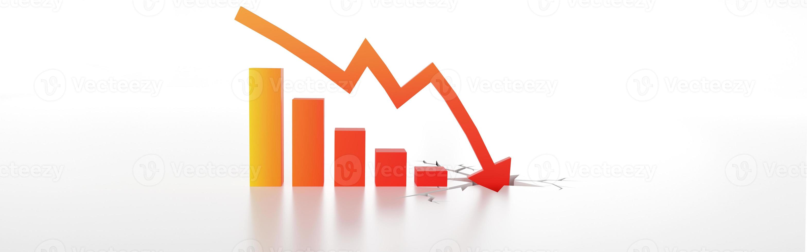 Econimical crisis concept. Spread in the world, economy is down. 3d illustration photo