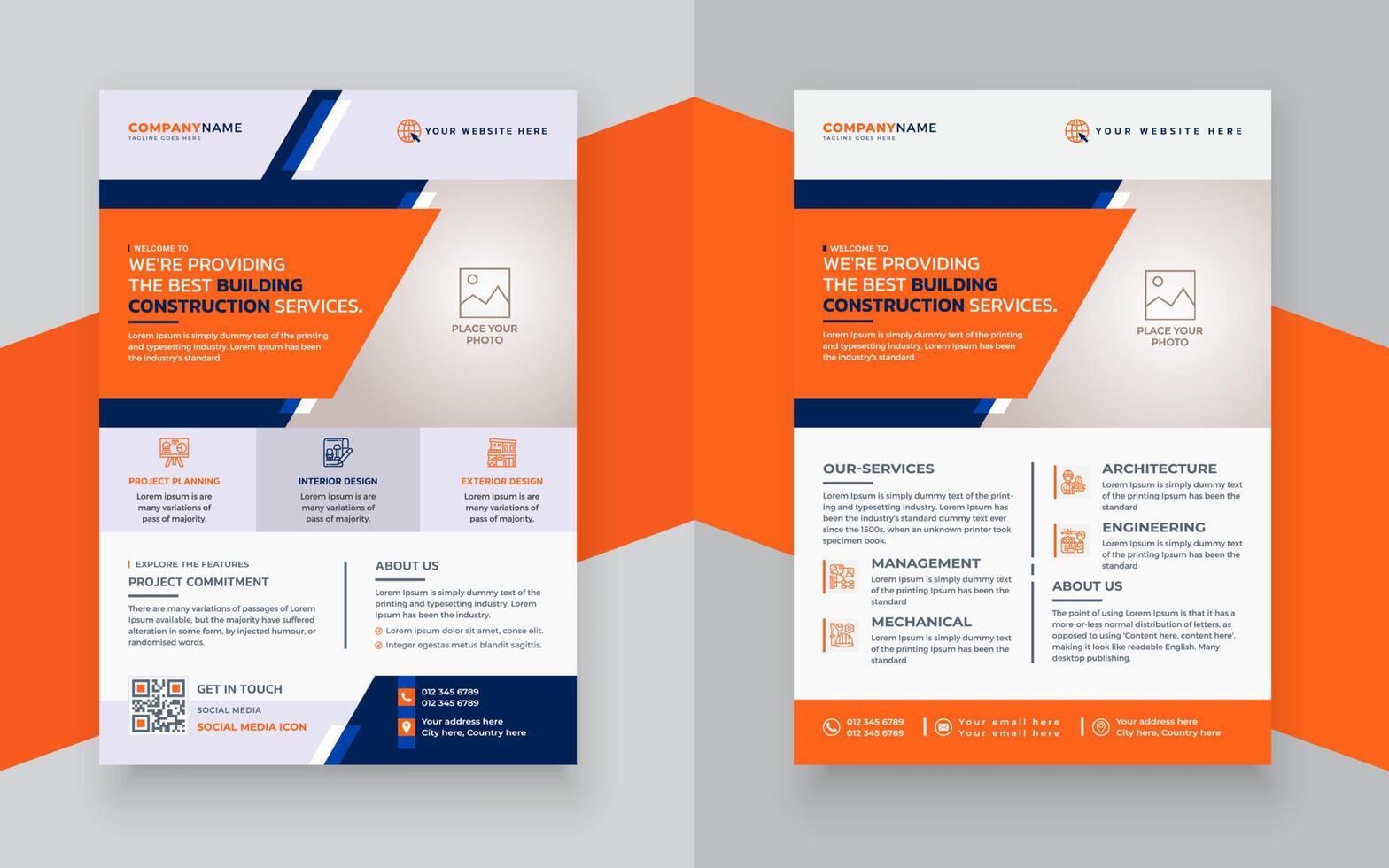 Abstract building construction flyer template vector