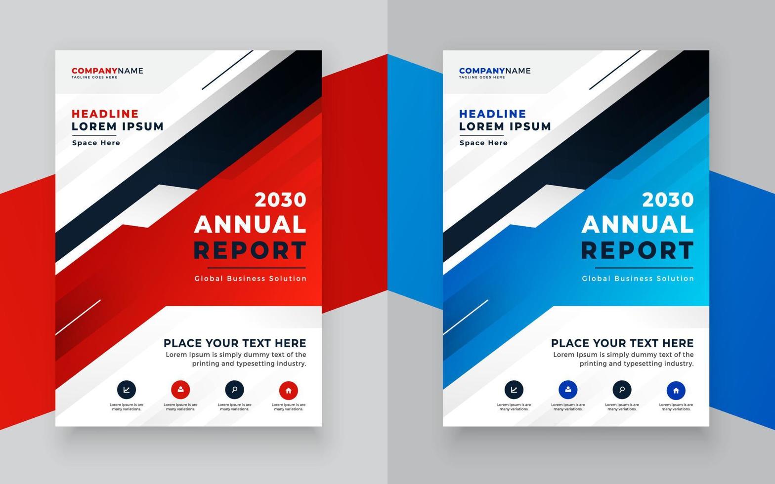 Geometric abstract red business annual report flyer template design vector
