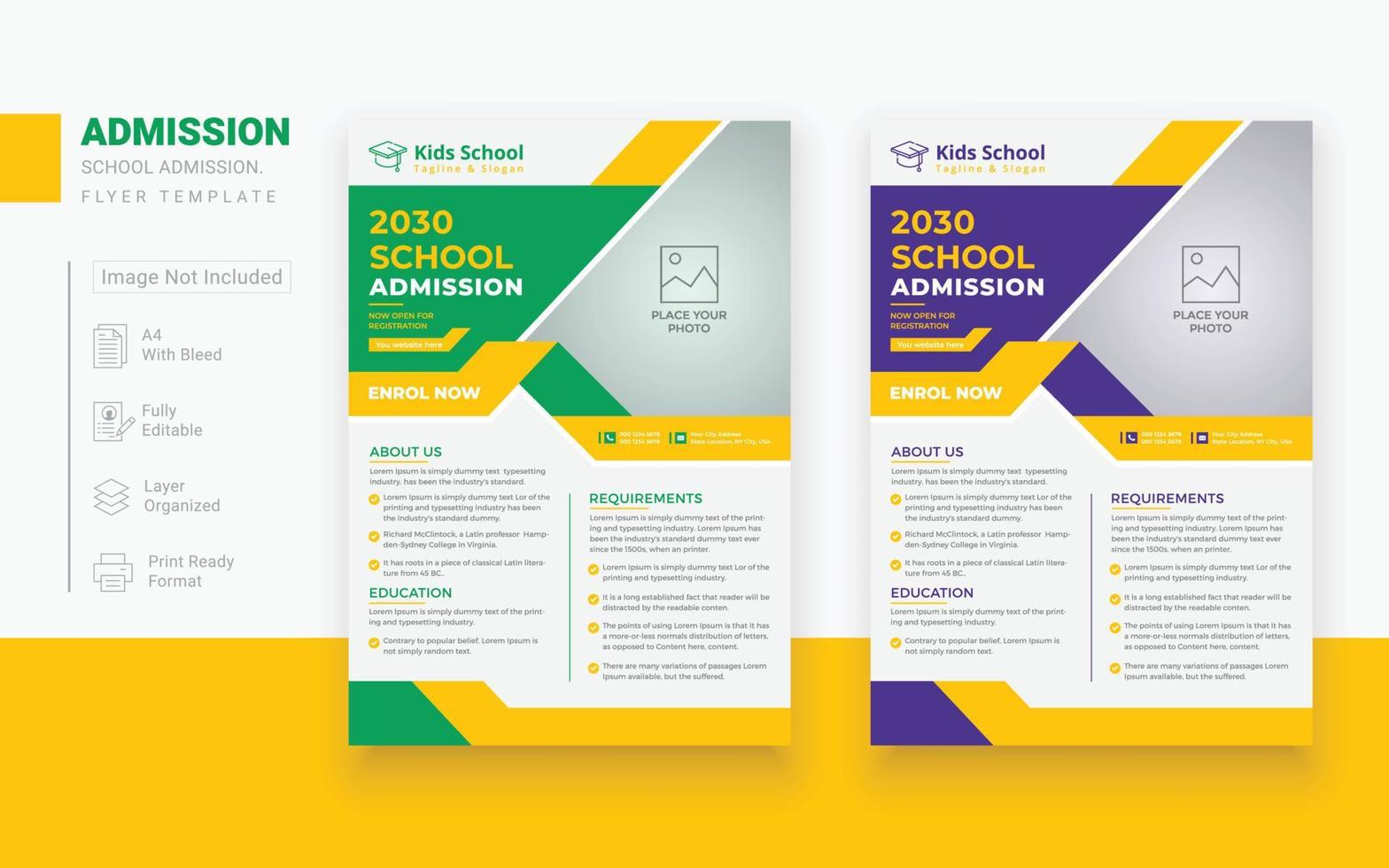 Back to School admission flyer template design vector