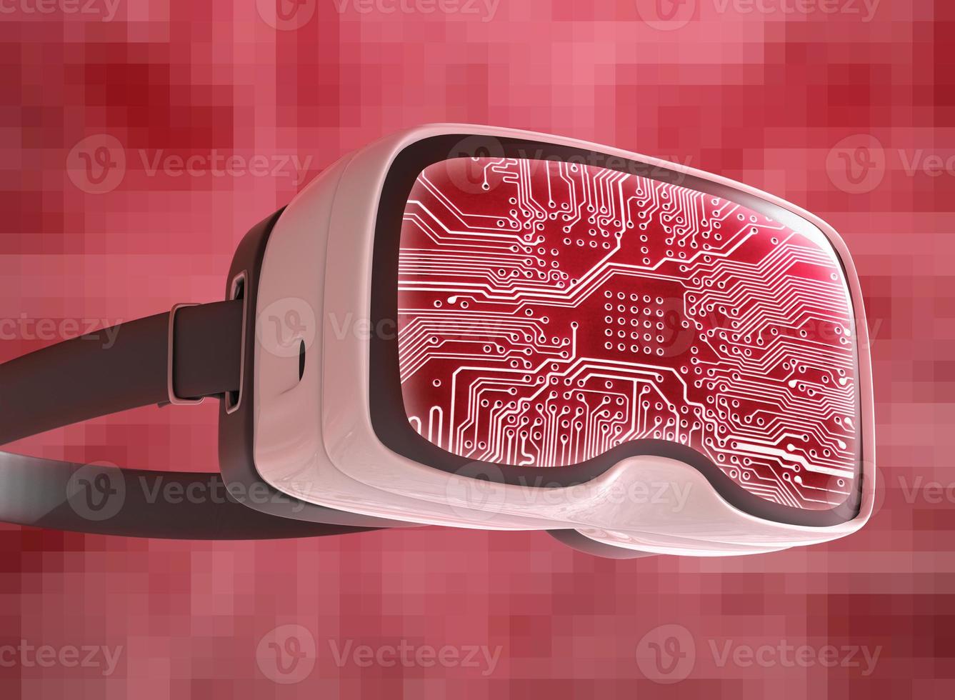 Virtual reality glasses, futuristic hacker, internet technology and network concept photo