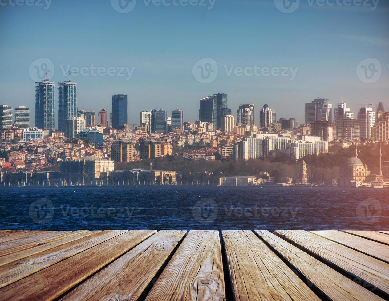 panorama of modern city upon water, Istanbul photo