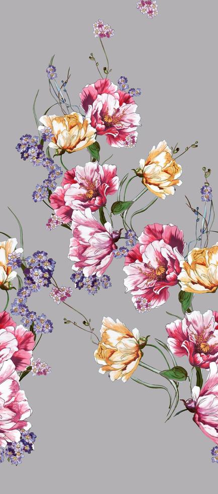 flowers pattern design floral seeamless botanical tropical bacakground seamless photo