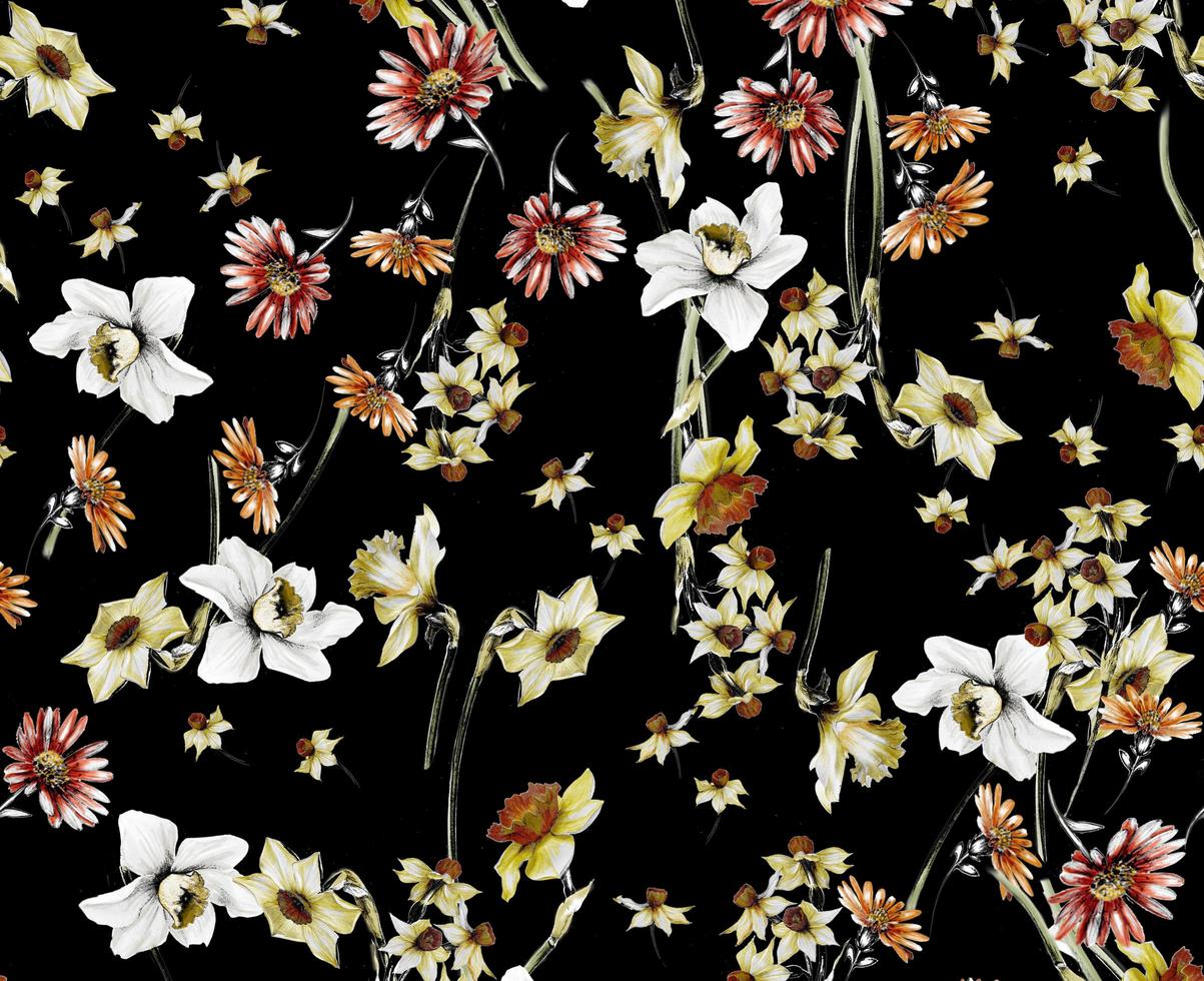 flowers pattern design floral seeamless botanical tropical bacakground seamless photo