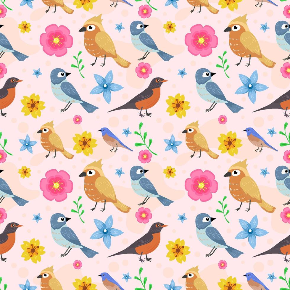 Spring Bird Seamless Pattern vector