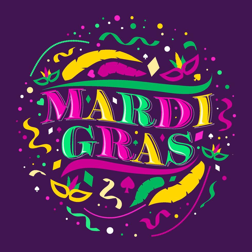 concepto de tipografía de mardi gras vector