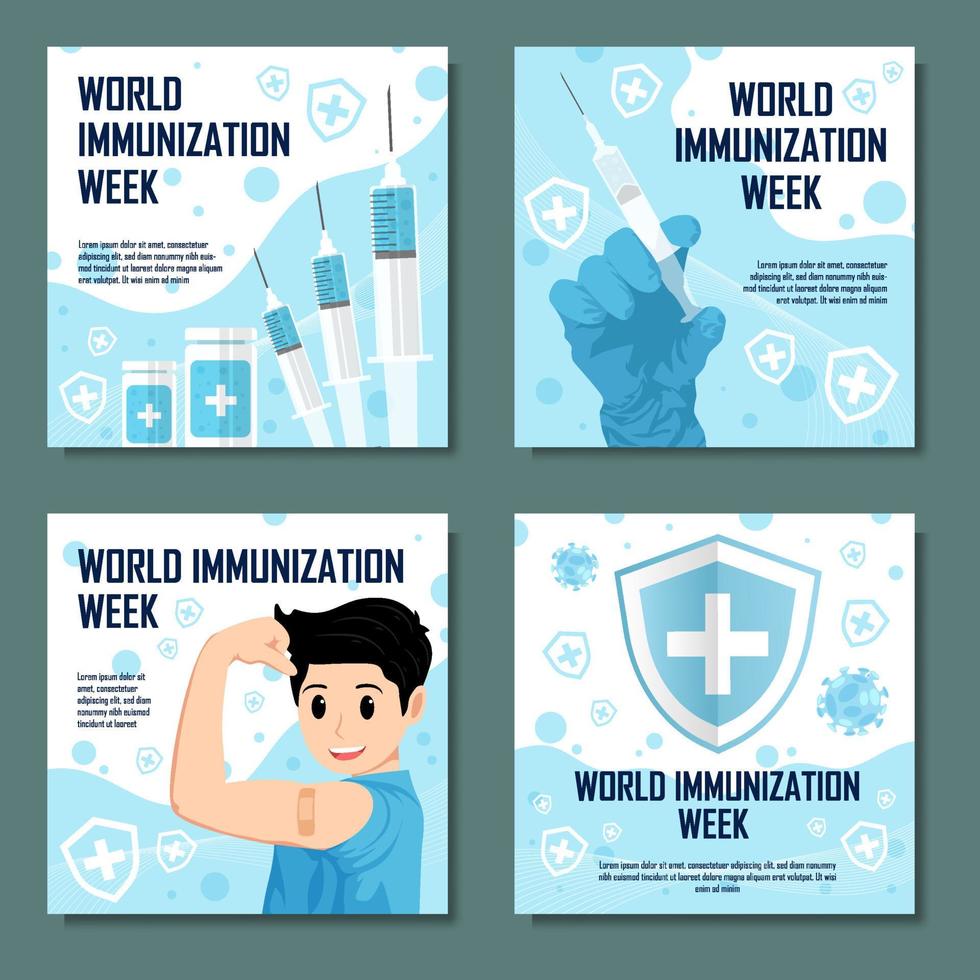 publicación en redes sociales de la semana mundial de la inmunización vector