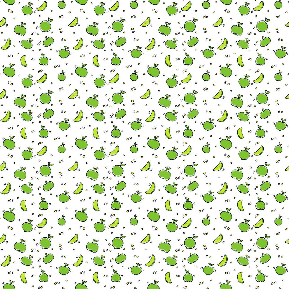 Seamless pattern with green apples. fruit pattern Green apple on white background. food seamless pattern. vector illustration
