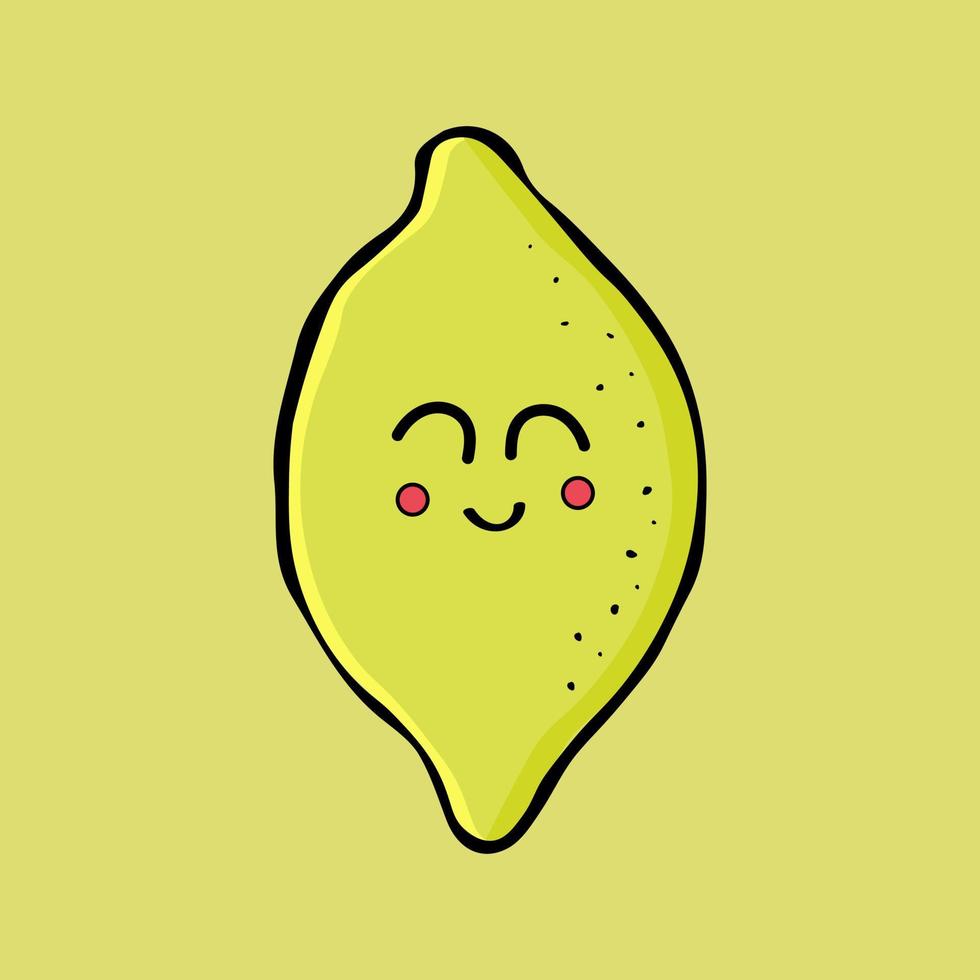 limón sonriendo. icono de limón de dibujos animados riéndose. ilustración vectorial de un limón amarillo vector