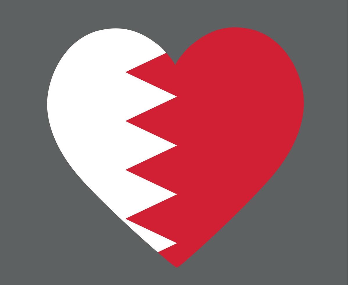 Bahrain Flag National Asia Emblem Heart Icon Vector Illustration Abstract Design Element
