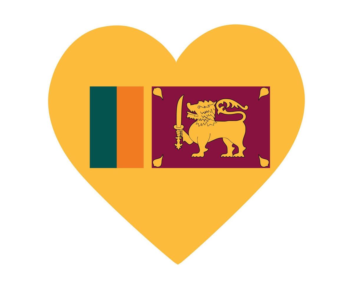 Sri Lanka Flag National Asia Emblem Heart Icon Vector Illustration Abstract Design Element