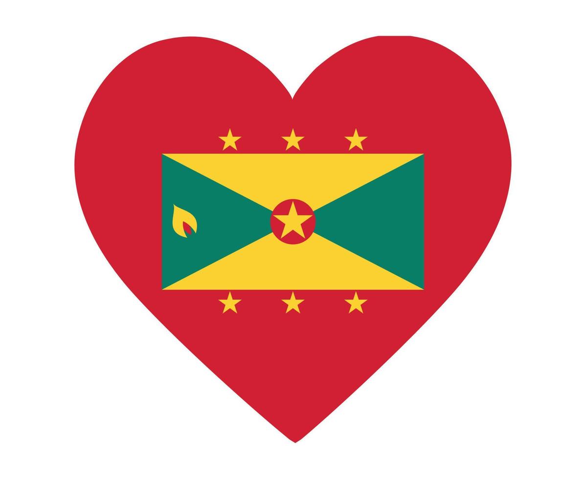 Grenada Flag National North America Emblem Heart Icon Vector Illustration Abstract Design Element