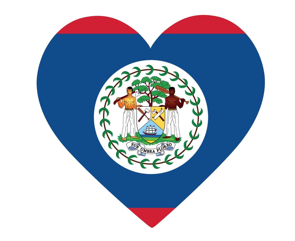 Belize Flag National Asia Emblem Heart Icon Vector Illustration Abstract Design Element