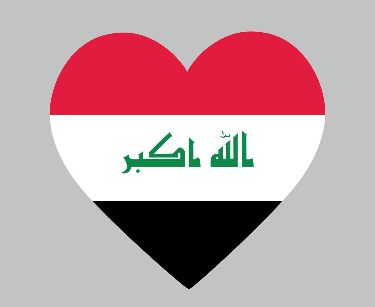 Iraq Flag National Asia Emblem Heart Icon Vector Illustration Abstract Design Element