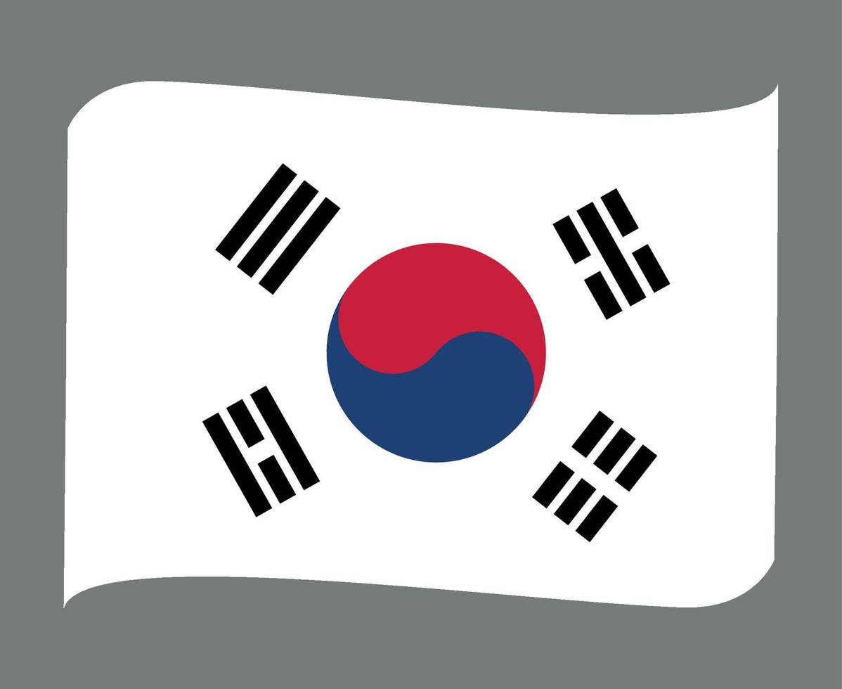 South Korea Flag National Asia Emblem Ribbon Icon Vector Illustration Abstract Design Element