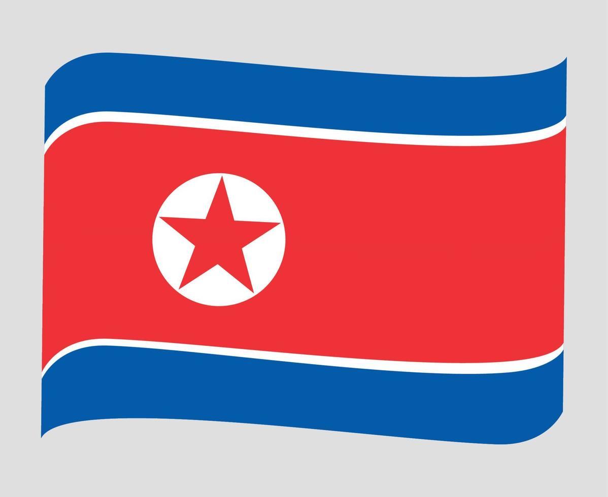 North Korea Flag National Asia Emblem Ribbon Icon Vector Illustration Abstract Design Element
