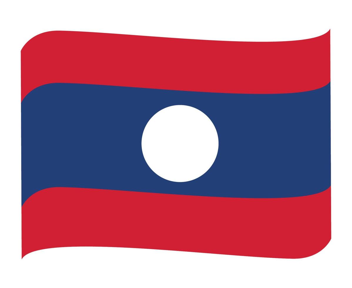 Laos Flag National Asia Emblem Ribbon Icon Vector Illustration Abstract Design Element