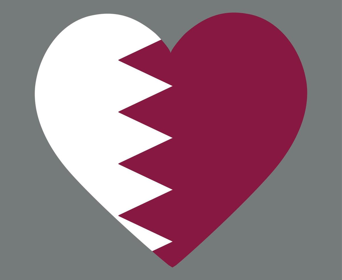 Qatar Flag National Asia Emblem Heart Icon Vector Illustration Abstract Design Element