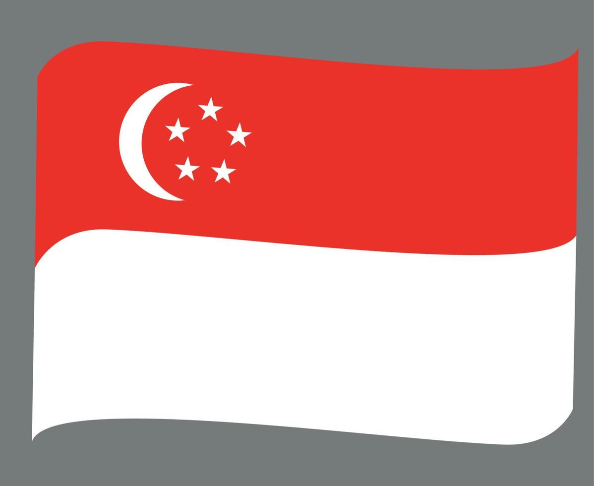 Singapore Flag National Asia Emblem Ribbon Icon Vector Illustration Abstract Design Element