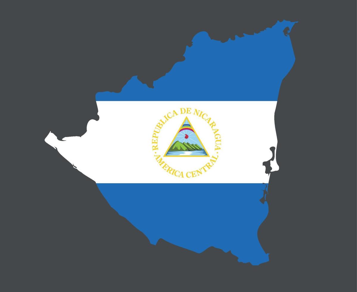 bandera de nicaragua emblema nacional de américa del norte icono de mapa ilustración vectorial elemento de diseño abstracto vector