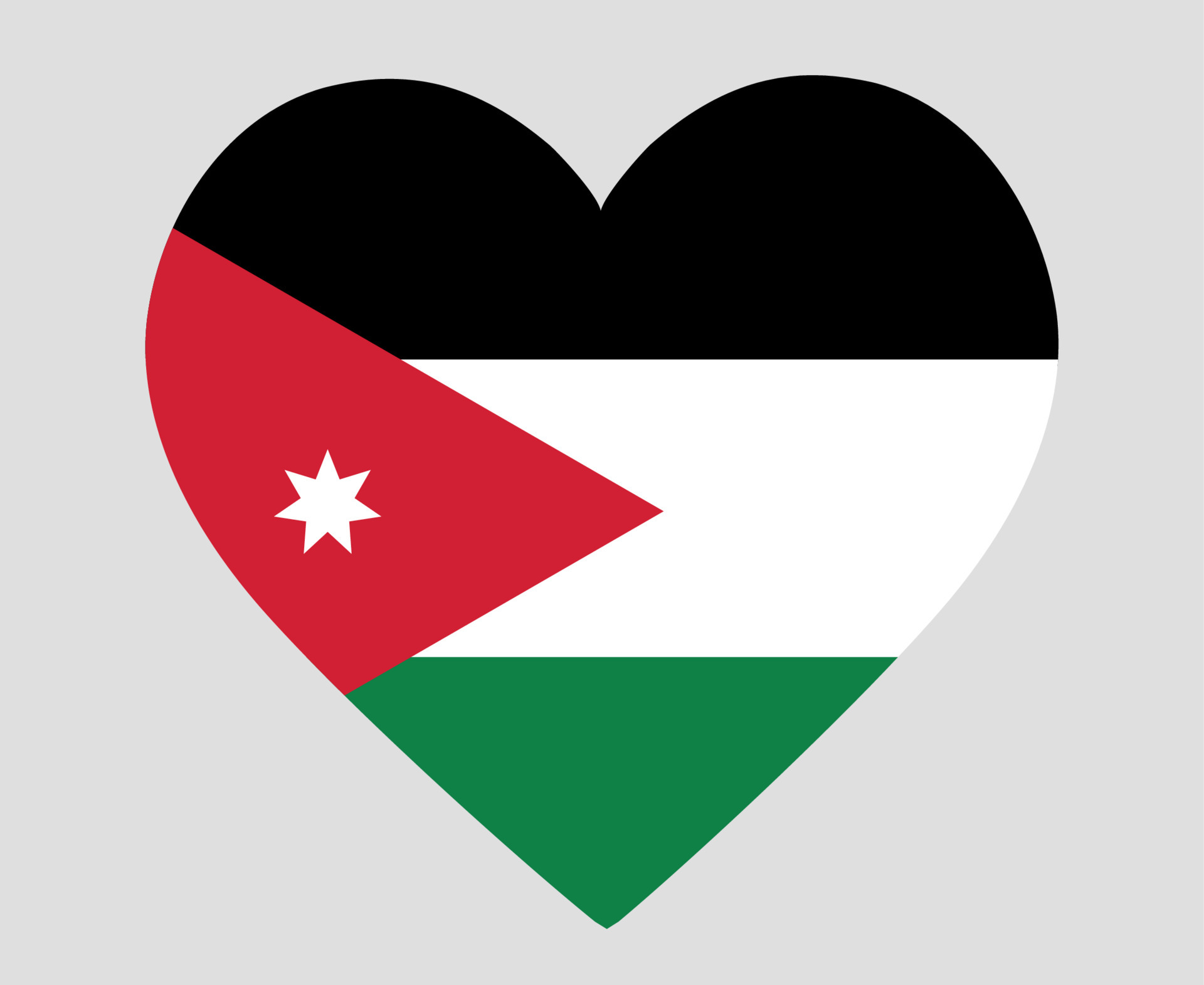 Jordan Flag National Asia Emblem Heart Icon Vector Illustration Abstract Design Element 6076193