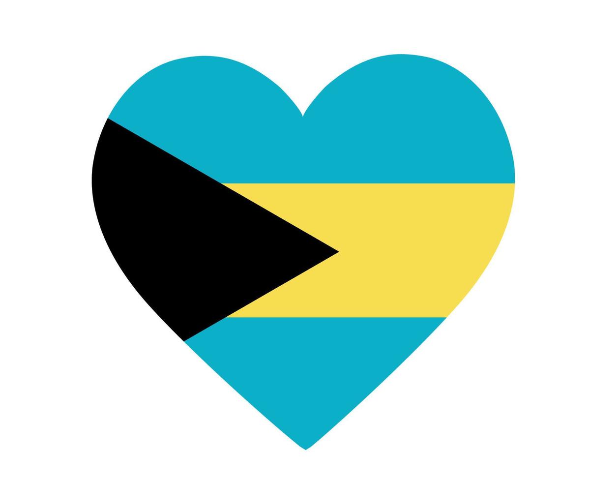 Bahamas Flag National North America Emblem Heart Icon Vector Illustration Abstract Design Element