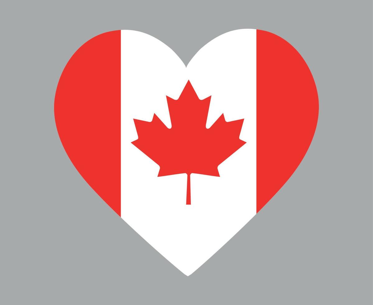 bandera de canadá emblema nacional de américa del norte icono del corazón ilustración vectorial elemento de diseño abstracto vector