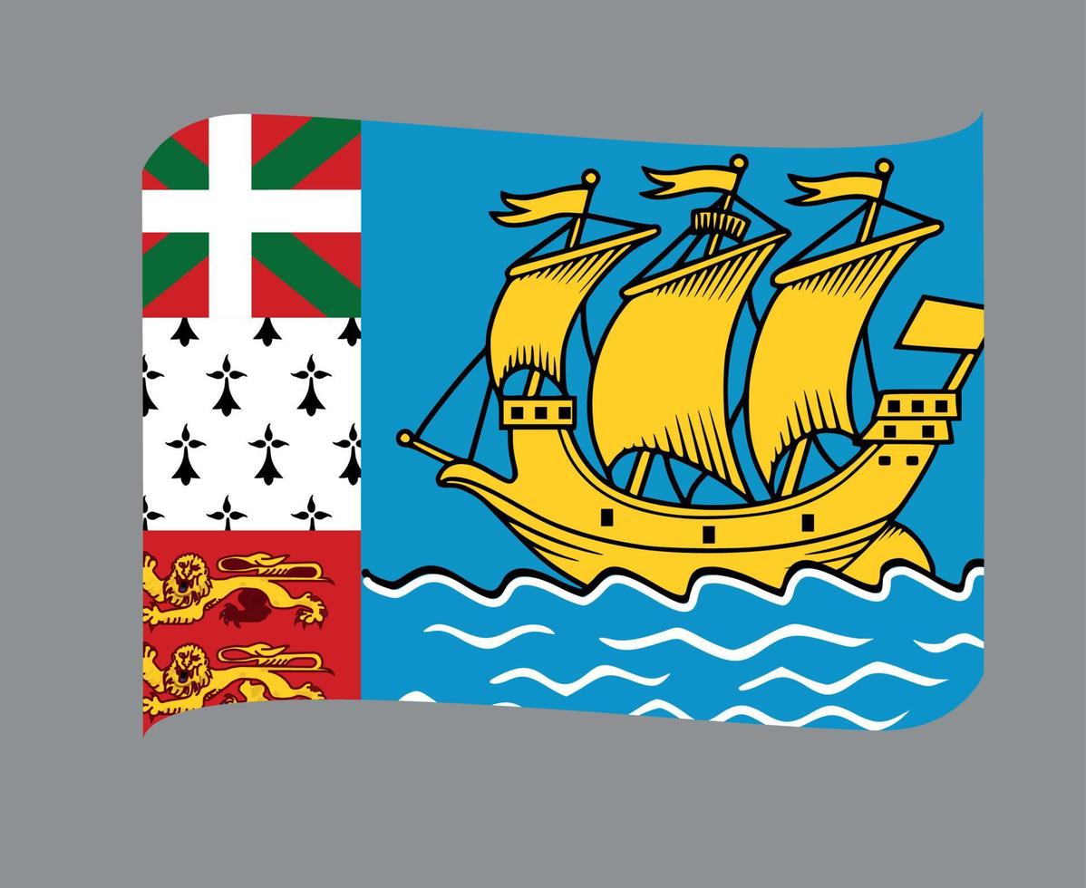 bandera de san pedro y miquelón emblema nacional de américa del norte icono de cinta ilustración vectorial elemento de diseño abstracto vector