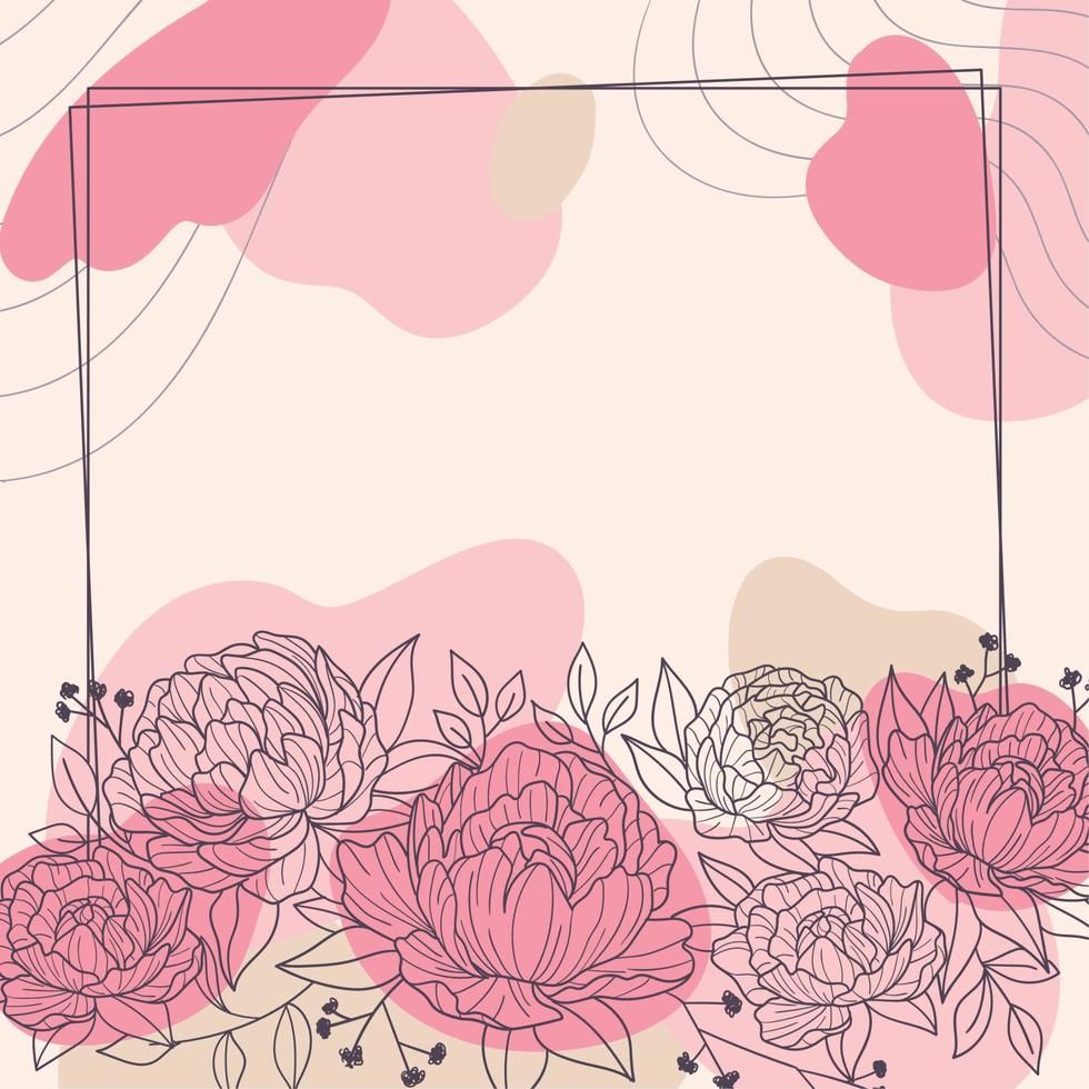 marco floral acuarela lindo color con vector de rosas