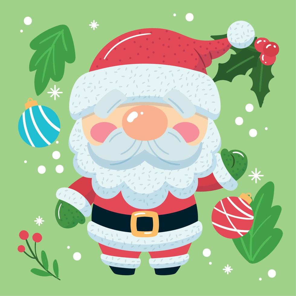 vector de decoración de navidad kawaii de dibujos animados de santa claus