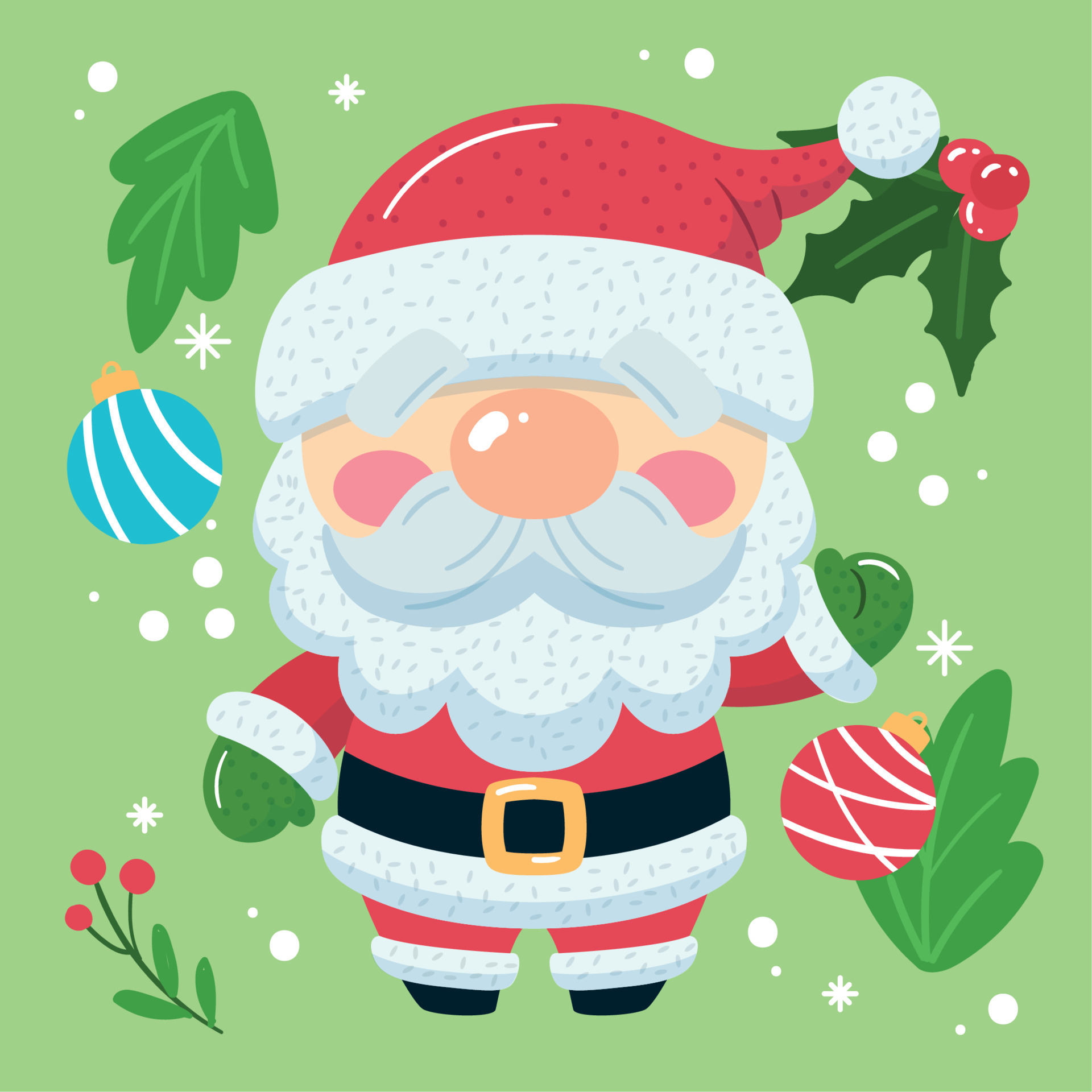 Santa Claus cartoon kawaii Christmas decoration Vector 6076476 Vector Art  at Vecteezy
