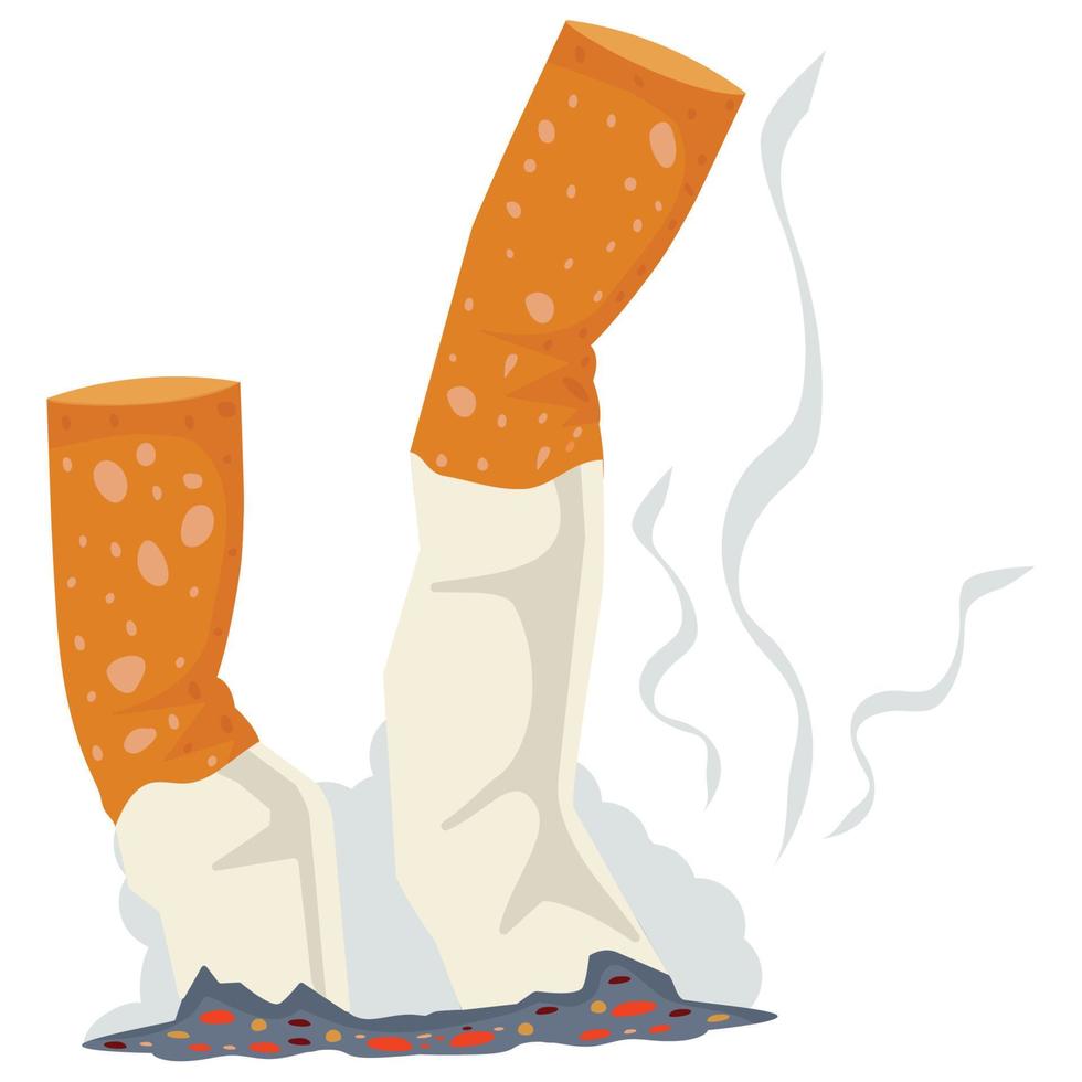 Cigarettes butt with smoking flat vector