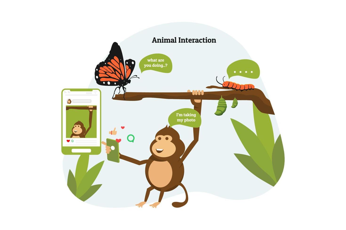 Ilustration of interaction on animal activity vector