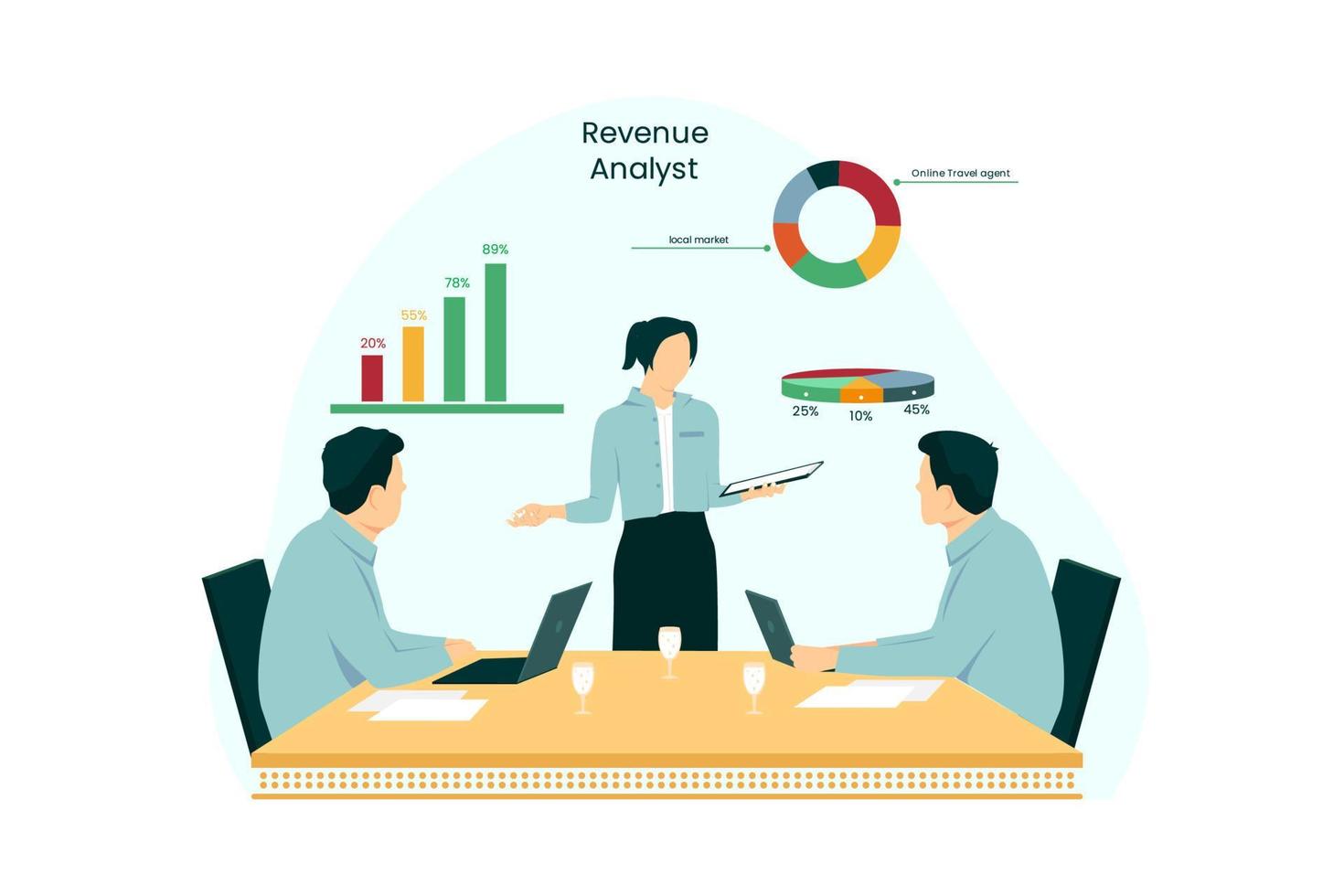 Illustration of meeting revenue in the office vector