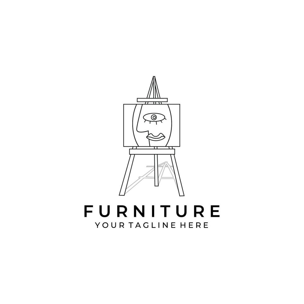 furniture illustration line art vector design logo. nature indoor monoline outline linear simple minimalist minimal