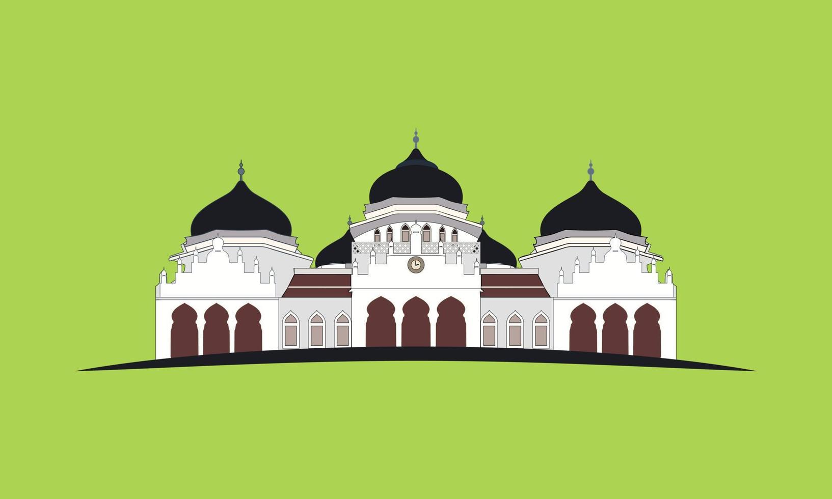 Grand Mosque Vector Illustration on  Solid Color Background